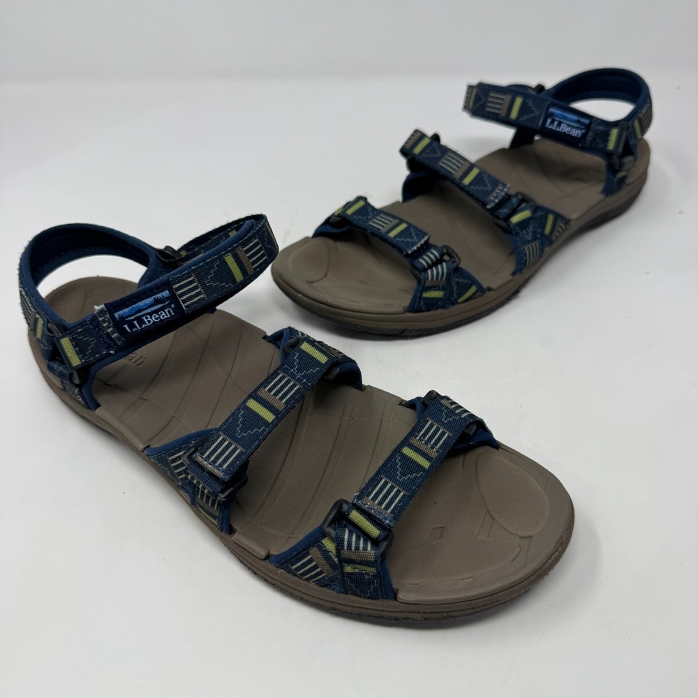 LL Bean Brown & Blue Strappy Slingback Sandals Women's Teens Size 6